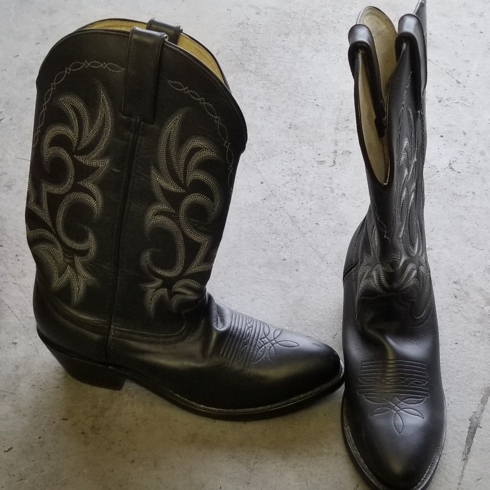 Black Leather Cowboy Boots